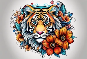 animal , flower tattoo idea
