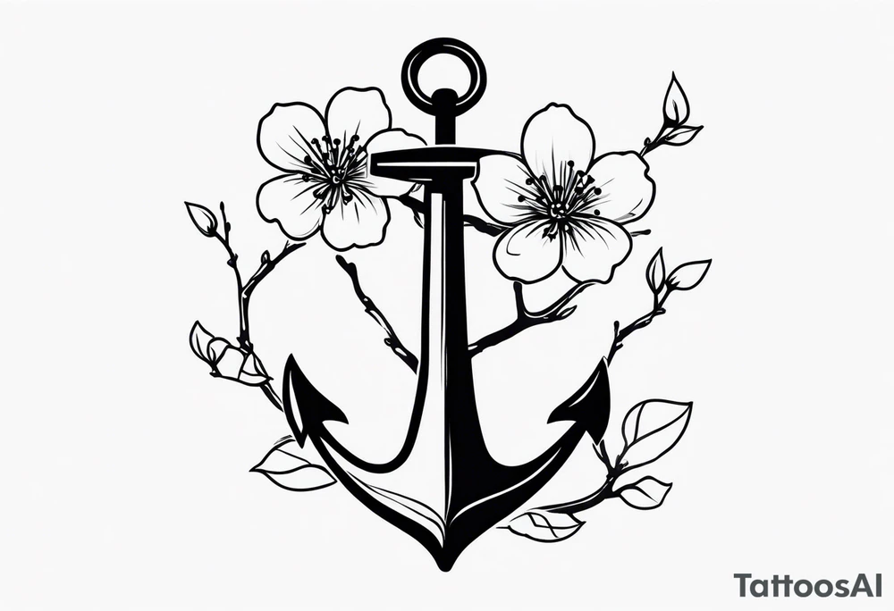 cherry blossom with anchor tattoo idea