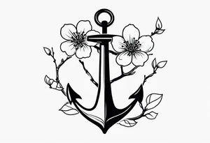 cherry blossom with anchor tattoo idea