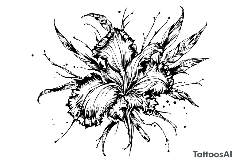 Iris flower bouquet tattoo idea