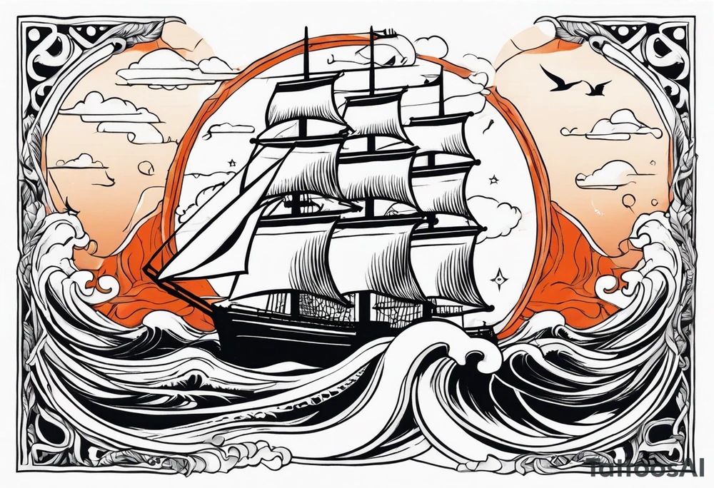 Leuchtturm 
Seil Bild 
Feuer 
Welle 
Schiff tattoo idea