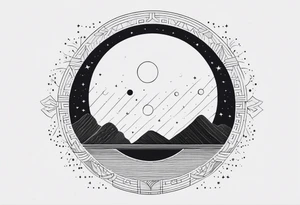 Geometric interpretation of the phases of the Moon in the form of a semicircle or a horizontal line of partially filled circles. tattoo idea