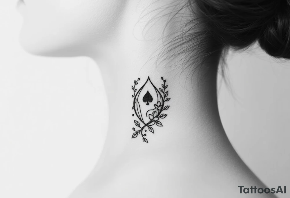 Queen of spades surrounded by ivy tattoo idea