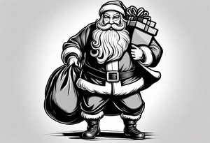 santa claus carrying a sack of gifts tattoo idea