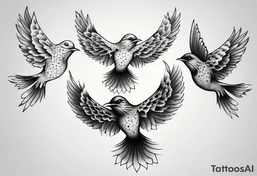 Three birds flying different sizes tattoo idea