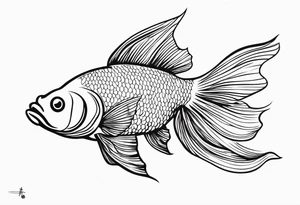 Create a subtle tattoo of a goldfish leaping out of water, highlighting its vibrant fins and dynamic movement.” tattoo idea