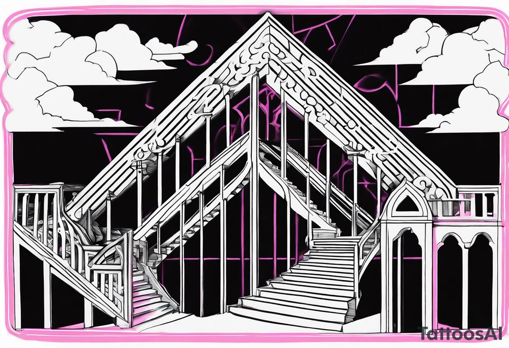 Led Zeppelin stairway to heaven with Pink Floyd setting tattoo idea