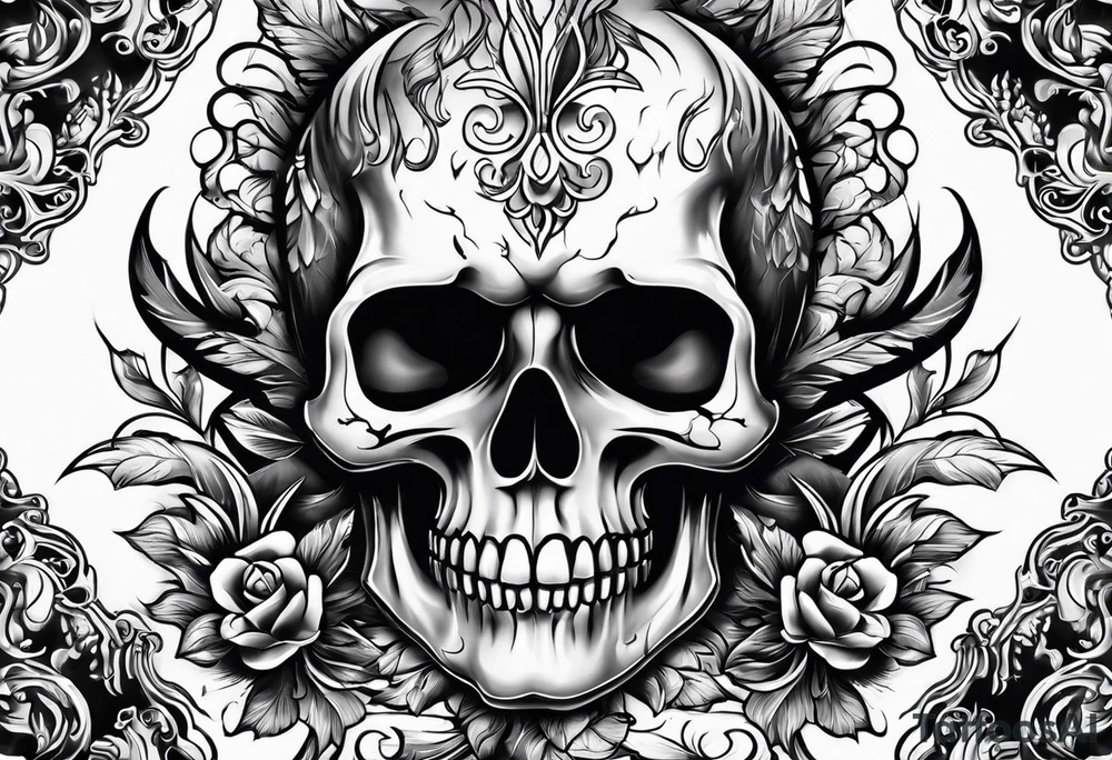 Skull with flames tattoo idea