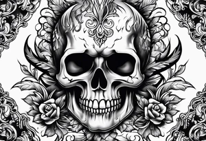Skull with flames tattoo idea