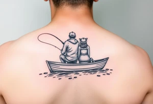 Guy and girl fishing on boat tattoo idea