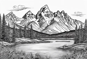 grand Teton mountains with compass tattoo idea