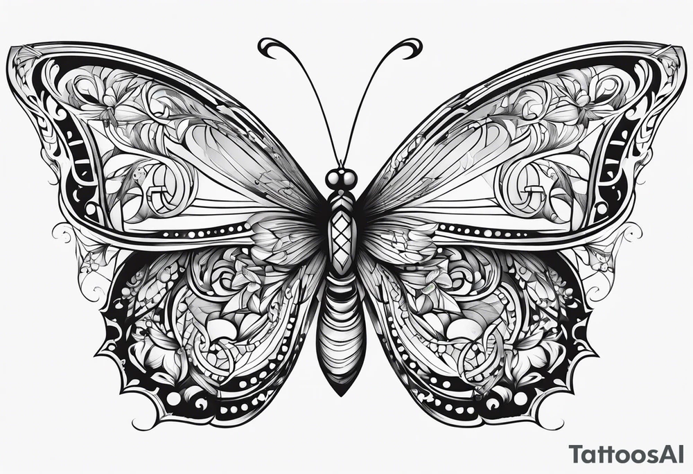 Butterfly with psalm 139:14 written tattoo idea