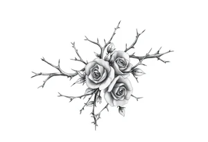 Thorns with small roses tattoo idea