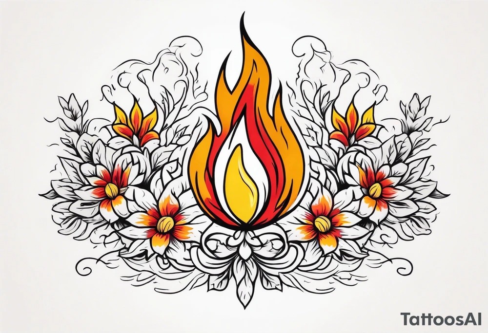 flames of fire
old school vintage simple traditional design surrounded by vintage flowers


bold color simple tattoo idea
