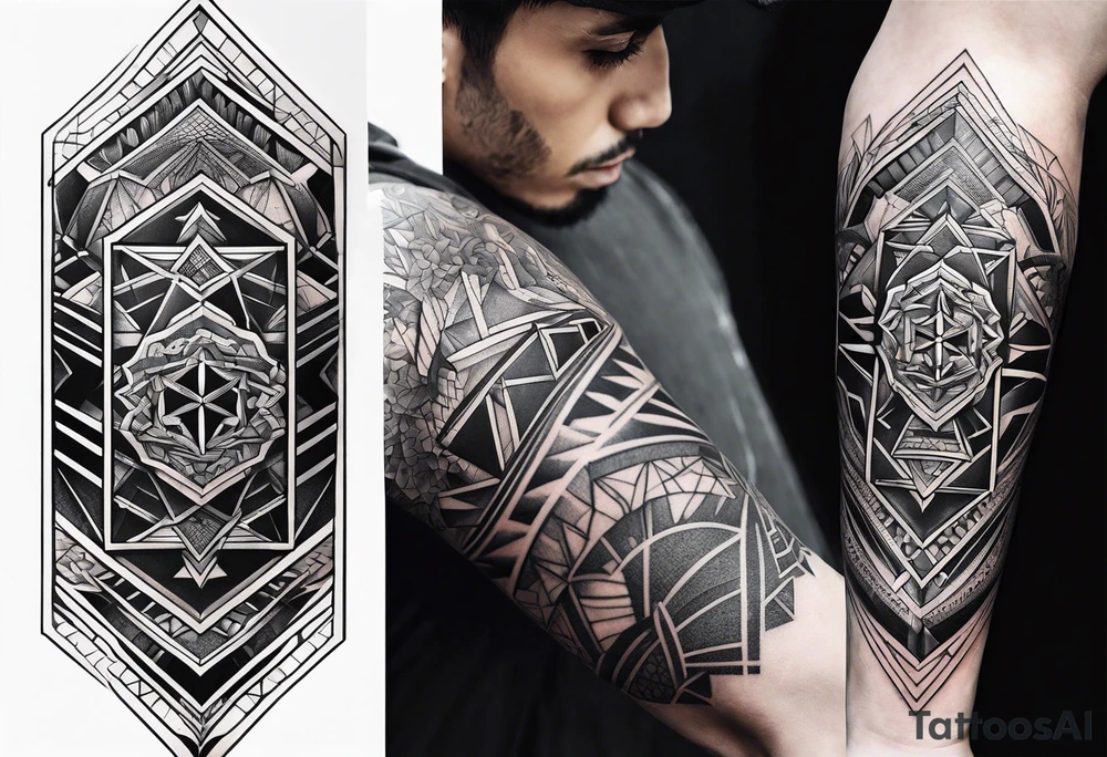 Geometric sleeve tattoo idea