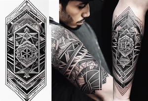 Geometric sleeve tattoo idea