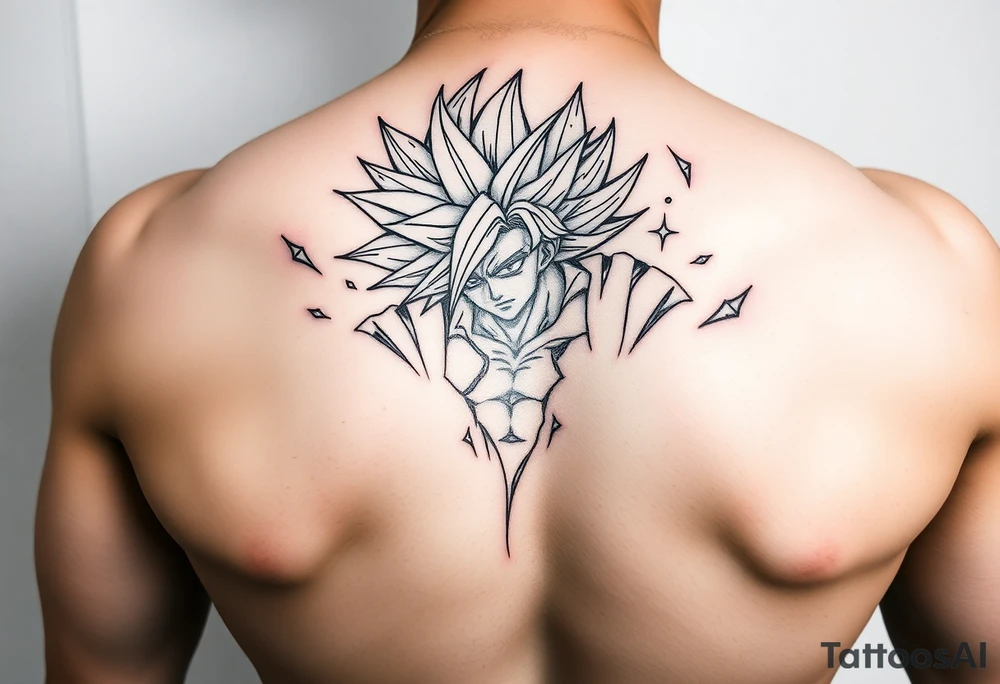 legendary dragonball z scene with energy aura and power effects tattoo idea
