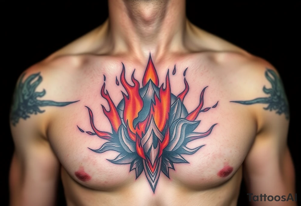 toxic world on fire tattoo idea