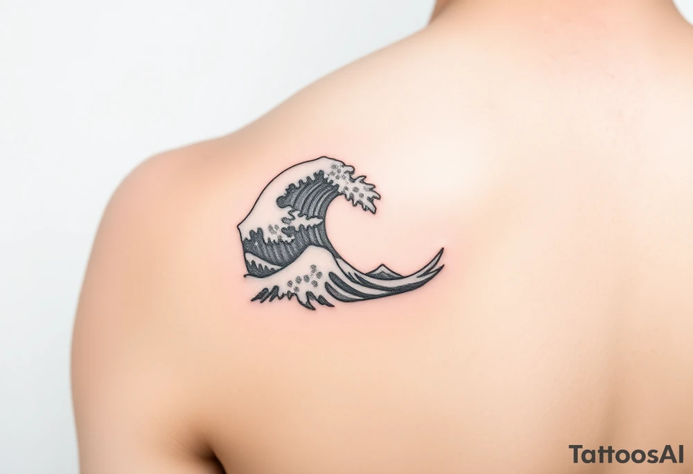 A minimalist tattoo the wave emoji placed on the upper arm 🌊 tattoo idea