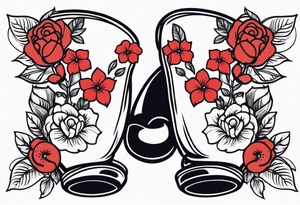 boxing gloves and flowers tattoo idea