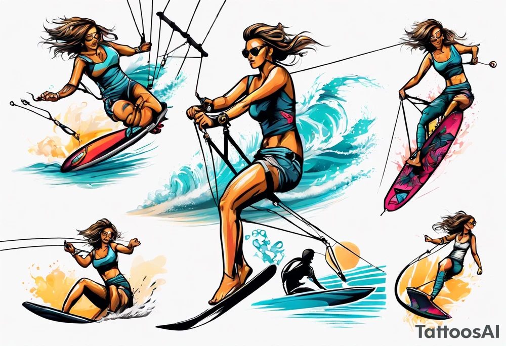 Woman doing Kitesurfing something cool tattoo idea