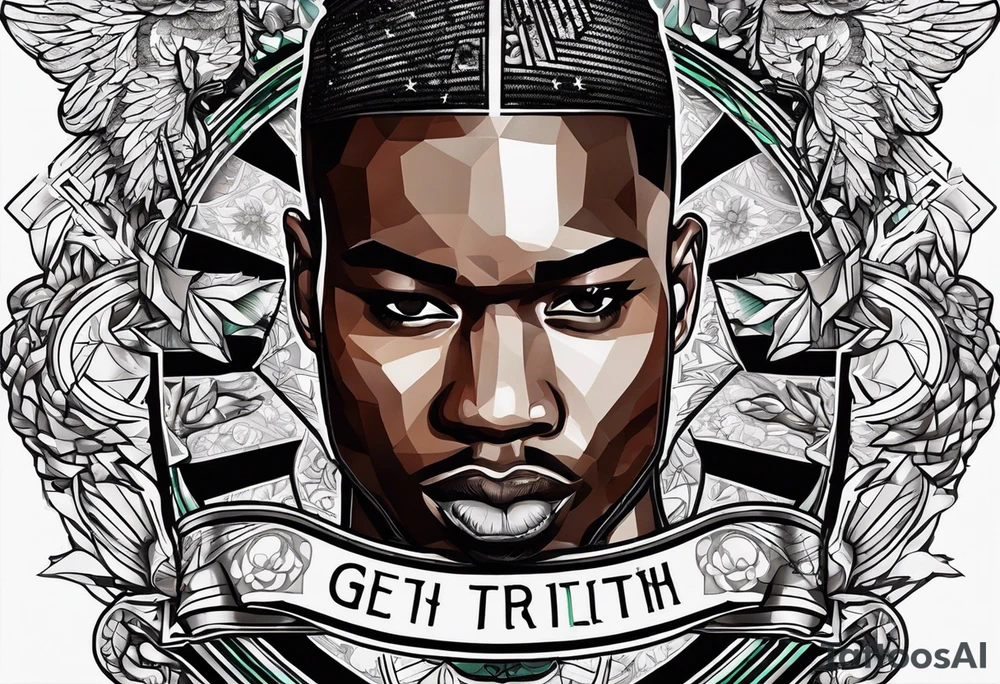 i want a tattoo with the text Get rich or die tryin' tattoo idea