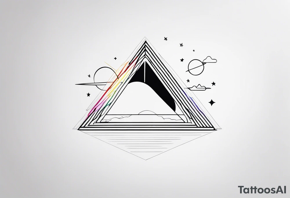 prism light similar to dark side of the moon cover tattoo idea