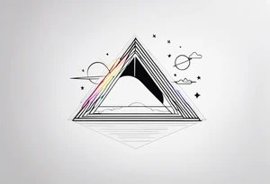 prism light similar to dark side of the moon cover tattoo idea
