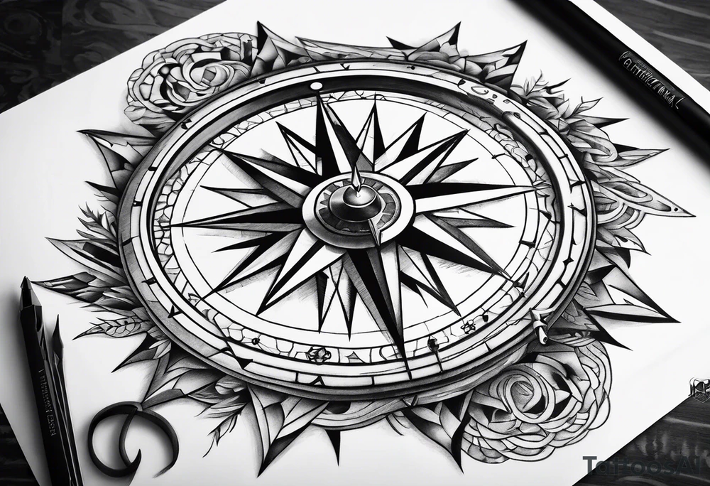 Compass broken tattoo idea