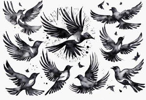 composition with birds flying free, puzzle piece tattoo idea