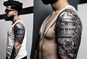 A tatto covering the arm from hand to shoulder based on Gustav Mahler's 5th symphony. tattoo idea