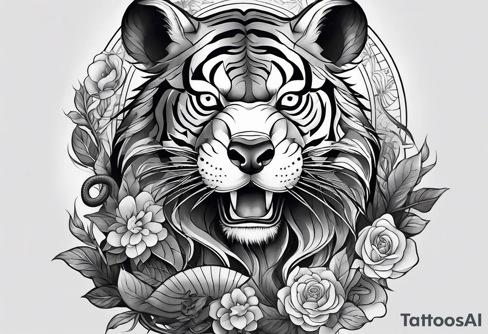 Shoulder tattoo Korean inspired with a Rat, pig, tiger, dog, snake tattoo idea