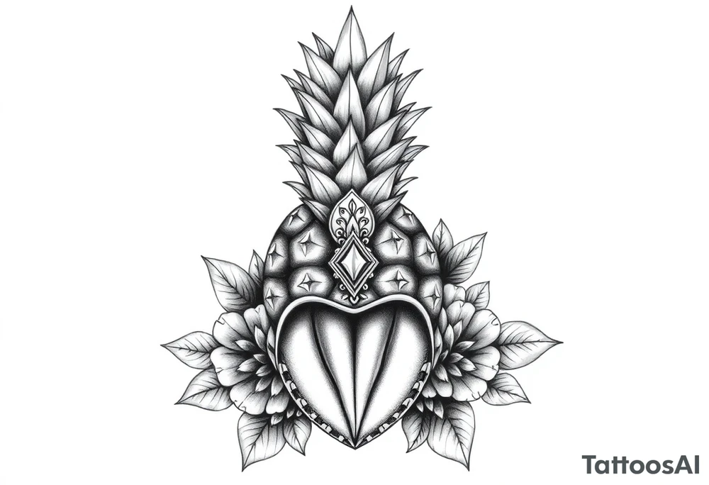Majestic crown pineapple clitoral vagina and anus tattoo idea