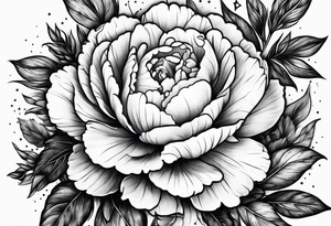 Peonies roses celestial shapes triangle tattoo idea