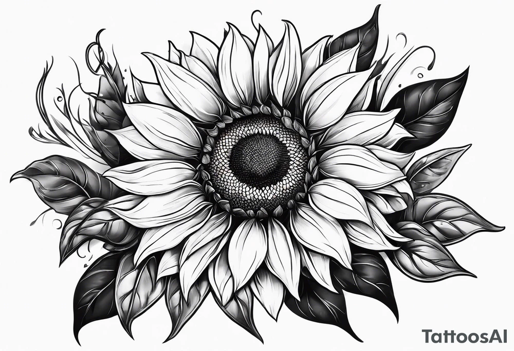sketch sunflower gentle non dark tattoo idea
