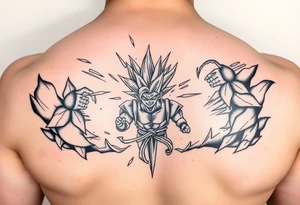 legendary dragonball z scene with energy aura and power effects tattoo idea