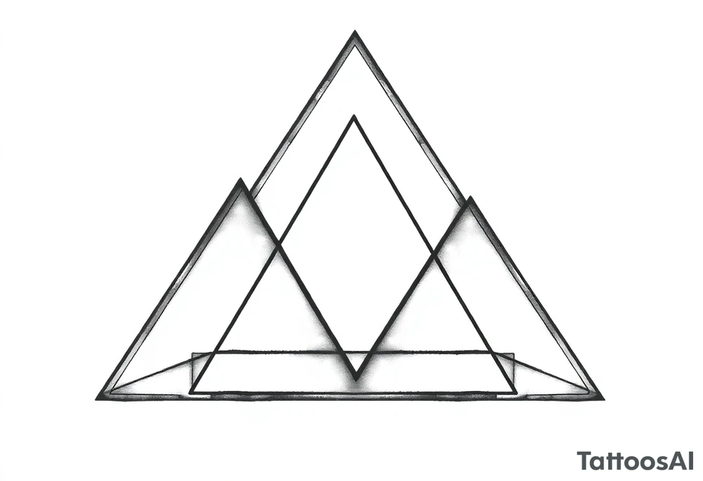 I want triangle. Spirit mind and body. Three triangles with same width and height. The first will be slightly offset to the right and the second slightly busunuty down tattoo idea