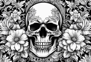 Armor, floral, skulls tattoo idea