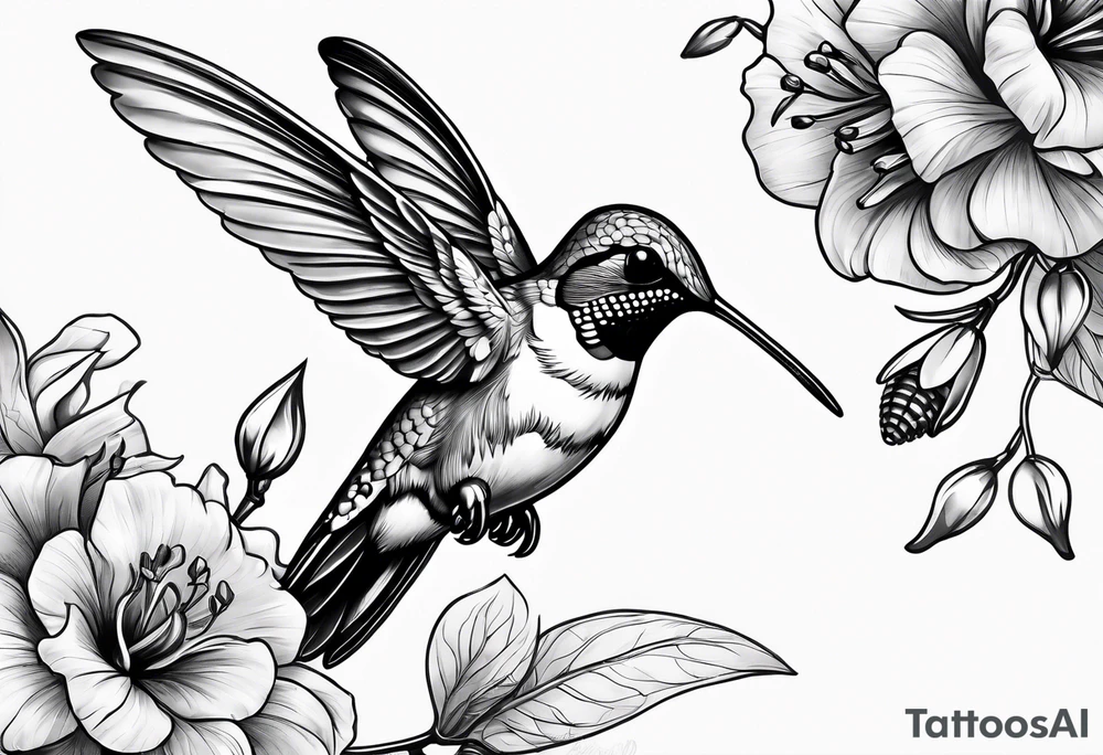 Hummingbird battling a wasp tattoo idea