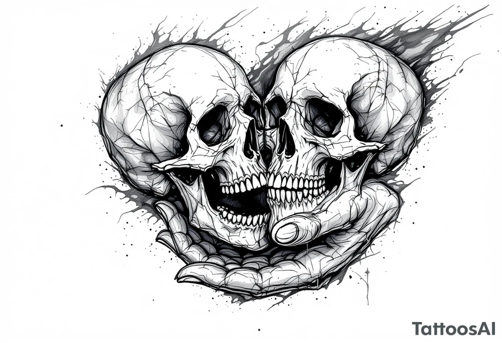 brothers on arm, skull on hand tattoo idea