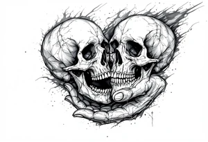 brothers on arm, skull on hand tattoo idea