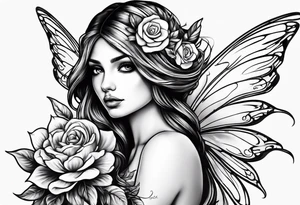 Fairy with flowers tattoo idea