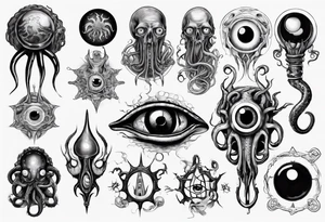 lovecraft them with eye and tentacle tattoo idea