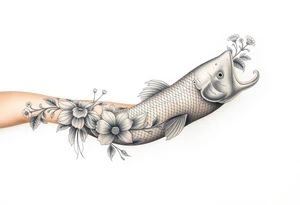 Exotic birds, Exotic flowers, Coi fish tattoo idea