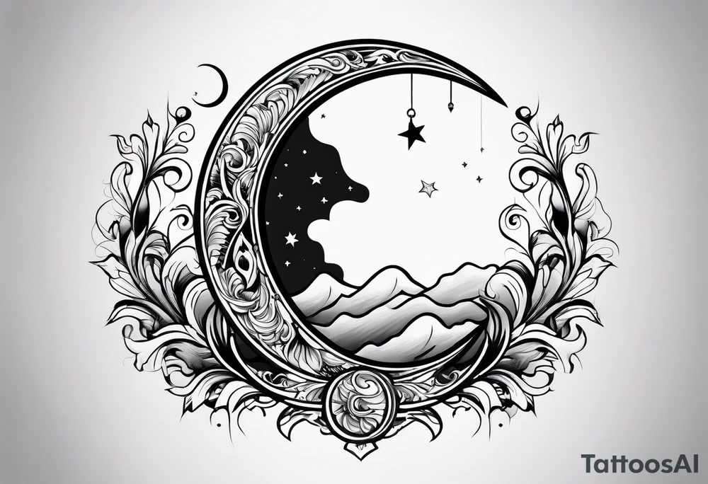 crescent moon basic sketch tattoo idea