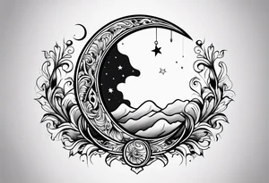 crescent moon basic sketch tattoo idea