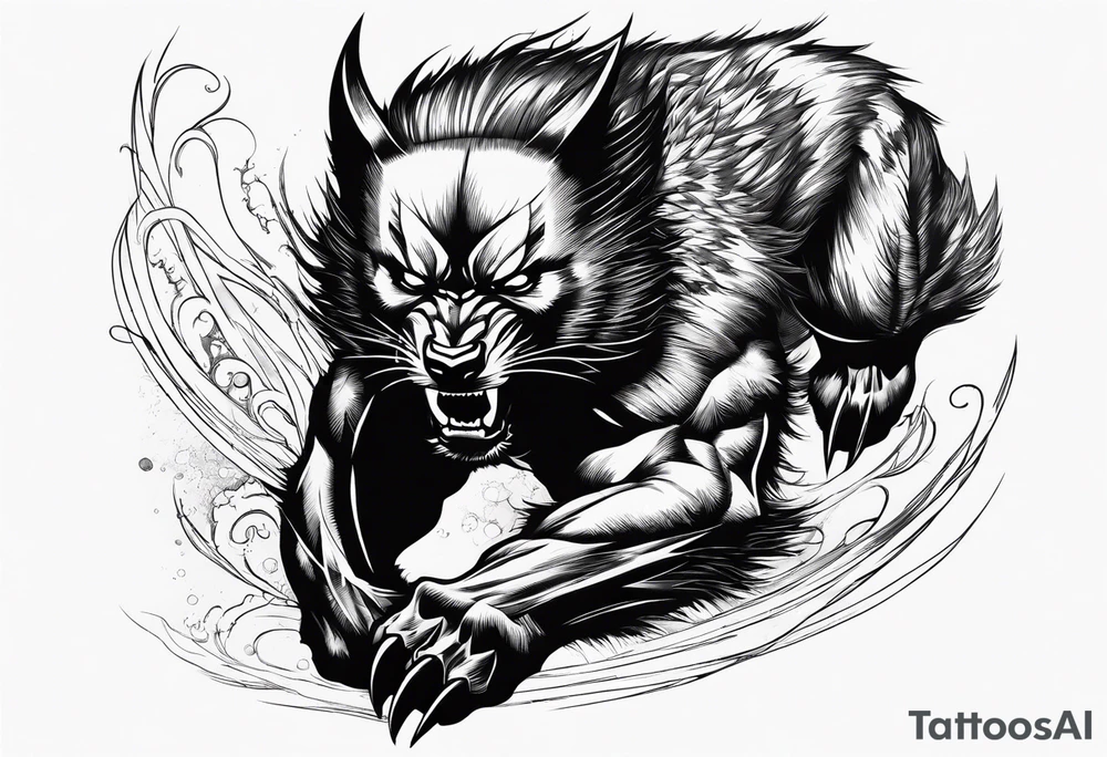 Wolverine animal runnig tattoo idea
