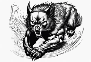 Wolverine animal runnig tattoo idea