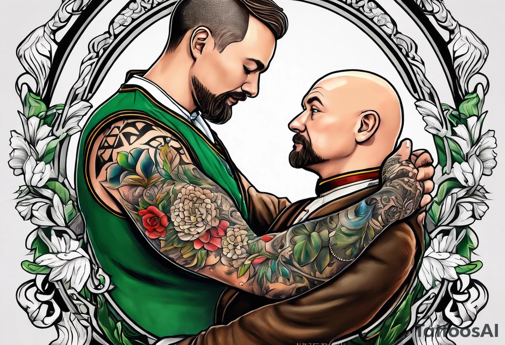 sven is a skinny bald german doctor and he hugs his 400 pound big irish frined jay tattoo idea