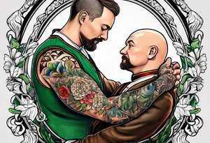 sven is a skinny bald german doctor and he hugs his 400 pound big irish frined jay tattoo idea